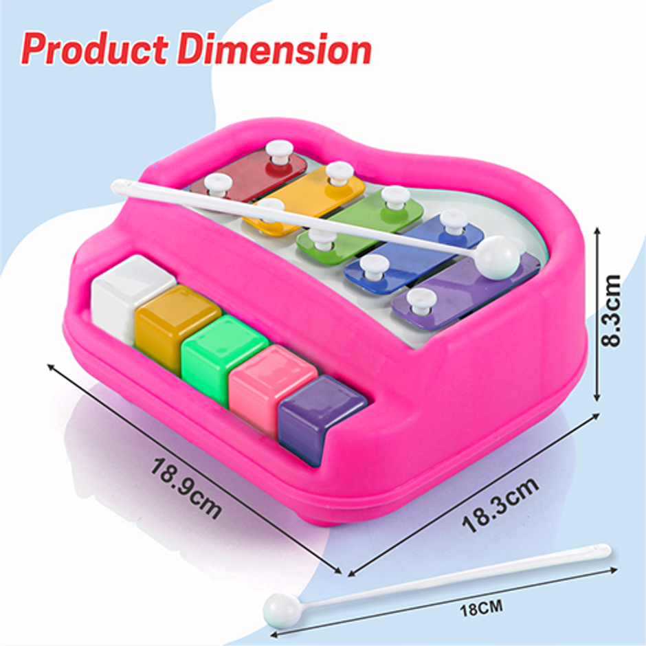 Aditi Toys Plastic Musical Piano Xylophone for Kids, Non-Toxic Suitable for Above 3 Years | Pink