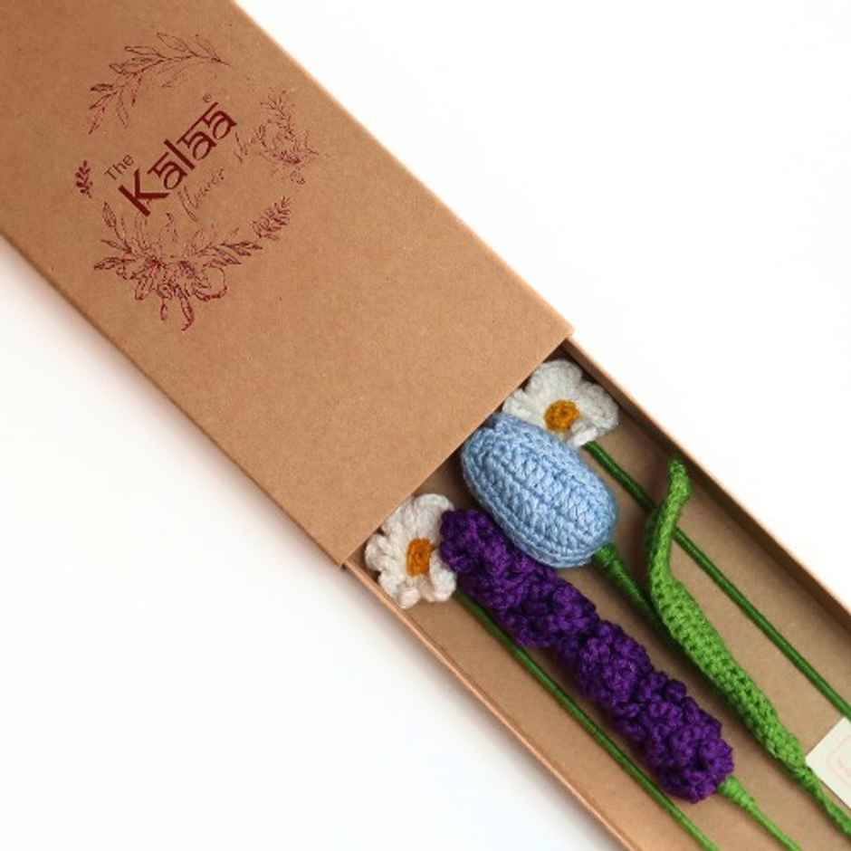 Handcrafted Crochet Assorted Flowers Gift Box | The Kalaa Store