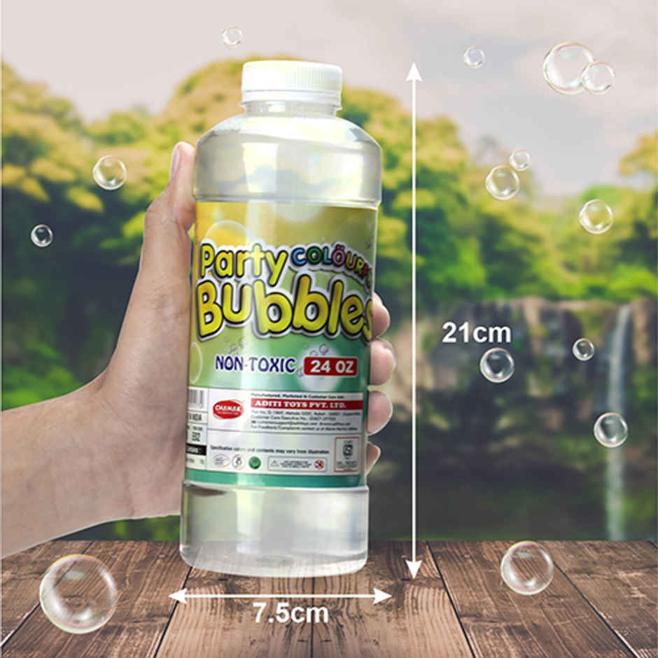 Aditi Toys 750ml Colourful Bubble Liquid Solution Bottle Refill for Guns & Cameras -Age 3+