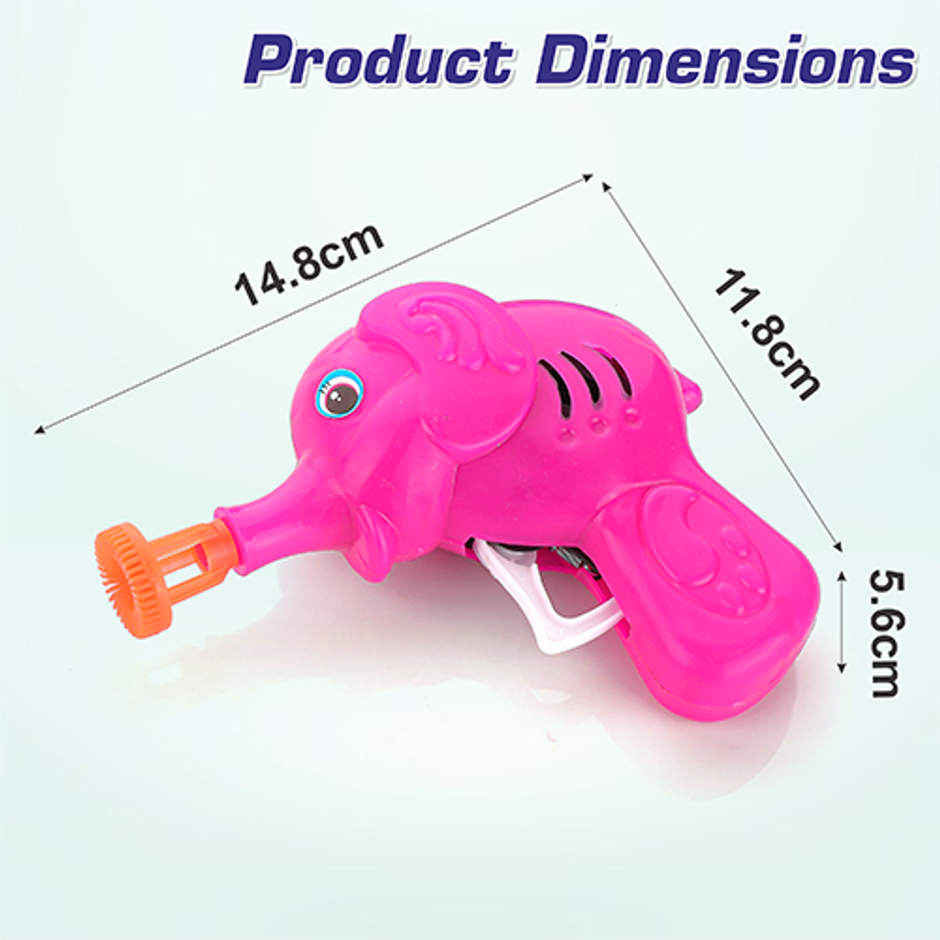 Aditi Toys Elephant Bubble Gun Toy for Kids with 100 ml Bubble Liquid Bottle, Toy Bubble Maker-Pink