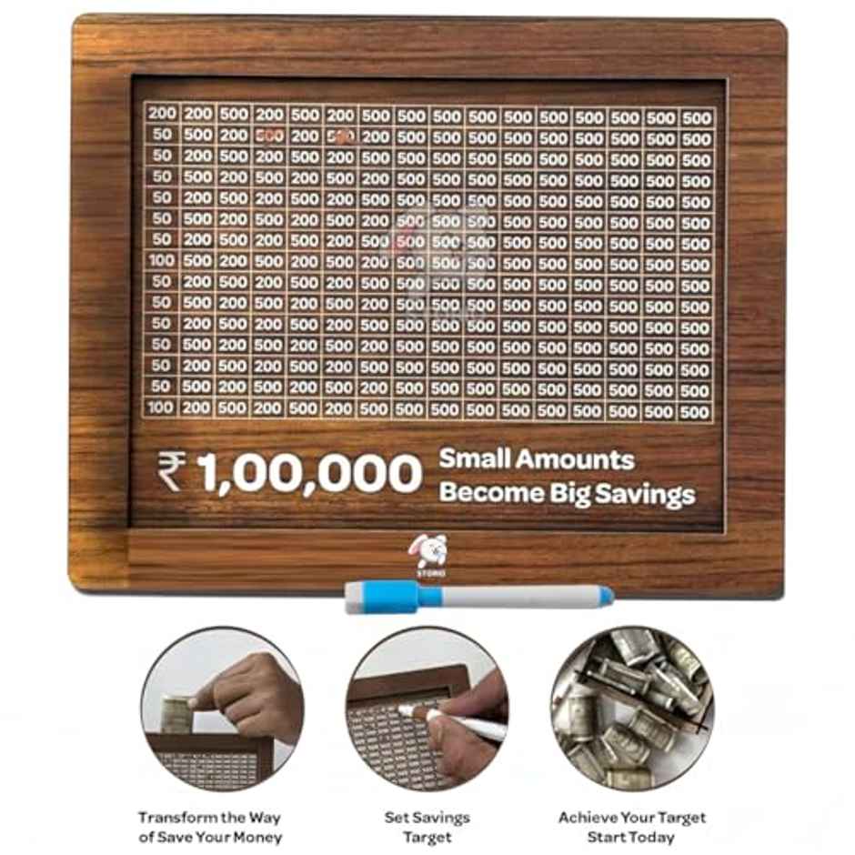 Storio Wooden Money Bank | Carved Coin Box for Kids Savings