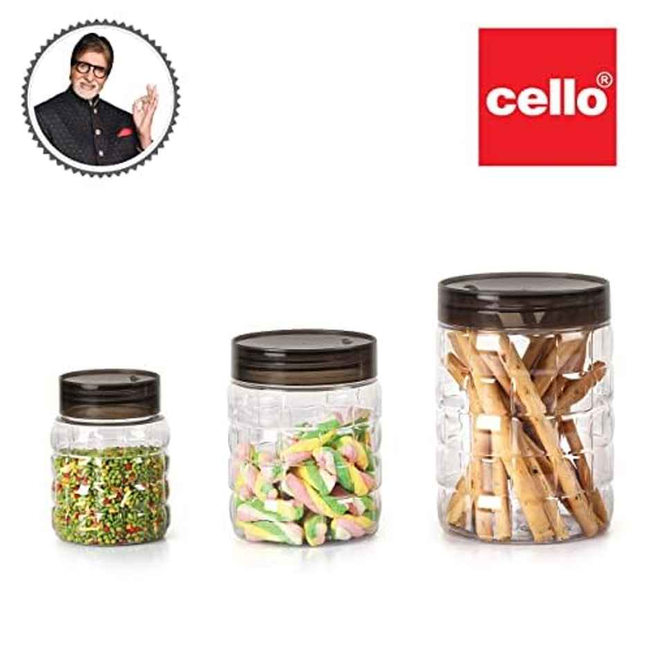 Cello Checkers Pet Plastic Airtight Canister Set of 18 | Food Grade, BPA free (Set of 300+650+1200)x6