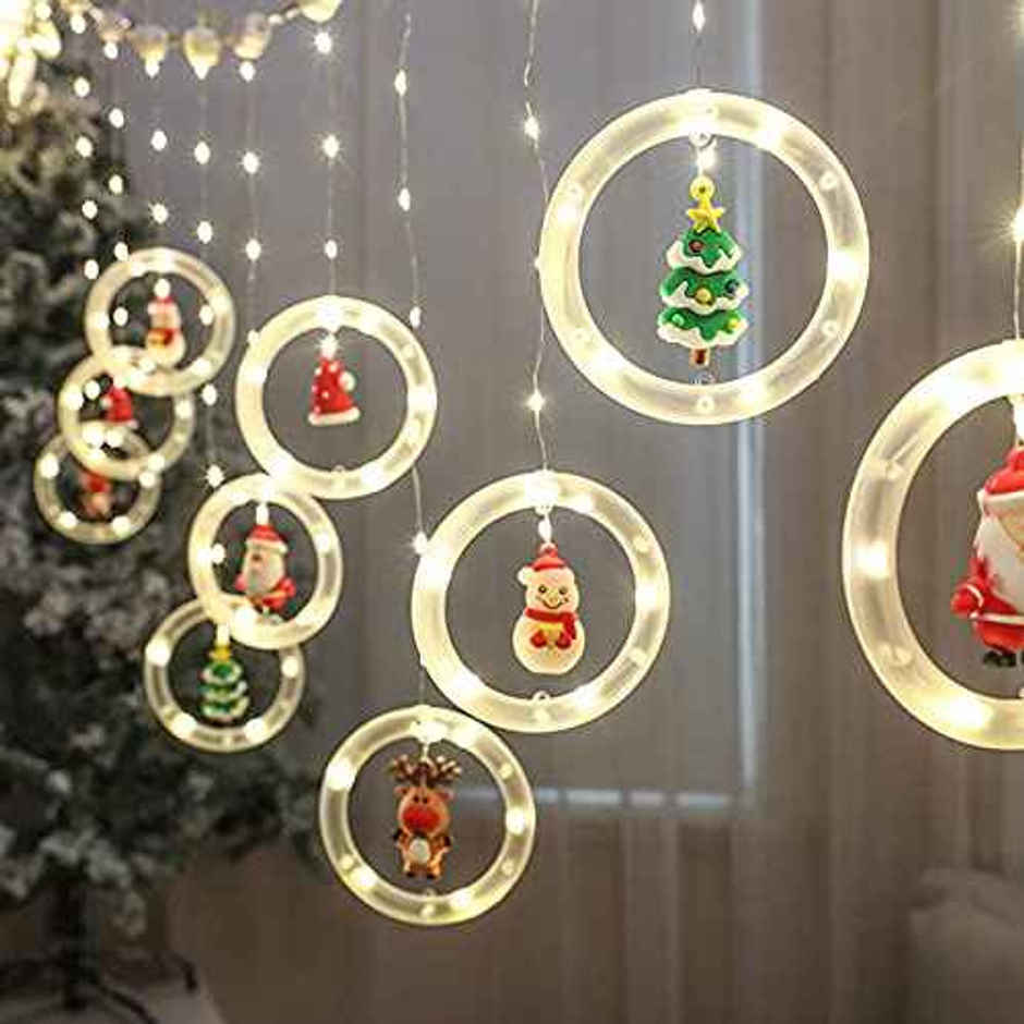 Quace Ring Santa Curtain Light