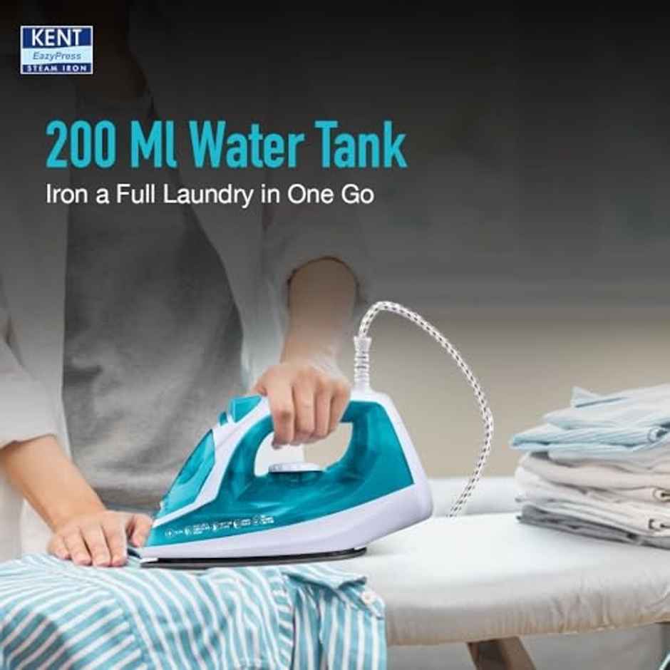 Kent Glide Steam Iron | 1250W | Powerful Steam Burst Upto 20G/Min| Turquoise Blue