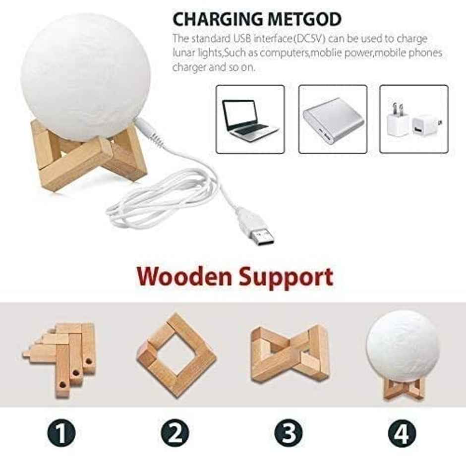 DesiDiya 3D Moon Lamp - Multicolor | Rechargeable