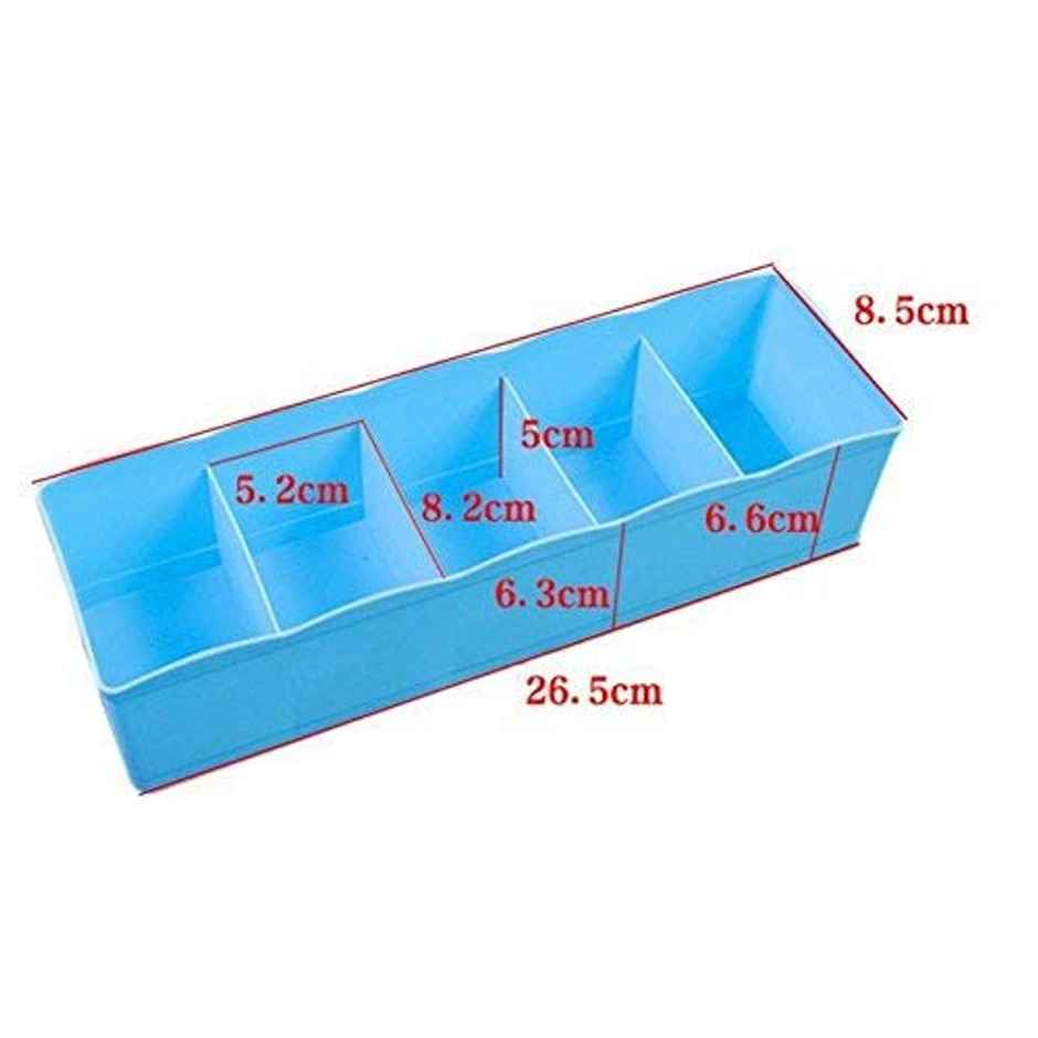 Go Hooked 5 Grid Plastic Storage Box Drawer Organizer | Multicolor | Set Of 8