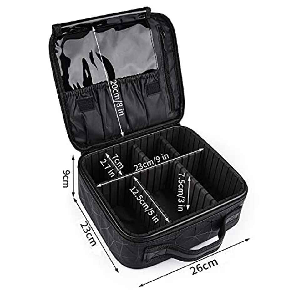 MAKEUP BY SITI Professional Makeup Cosmetics Storage Bag/Pouch with Adjustable Compartment - Black