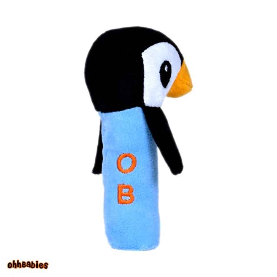 Ohhbabies Pink Rabbit With Blue Penguin Baby Rattle Toy