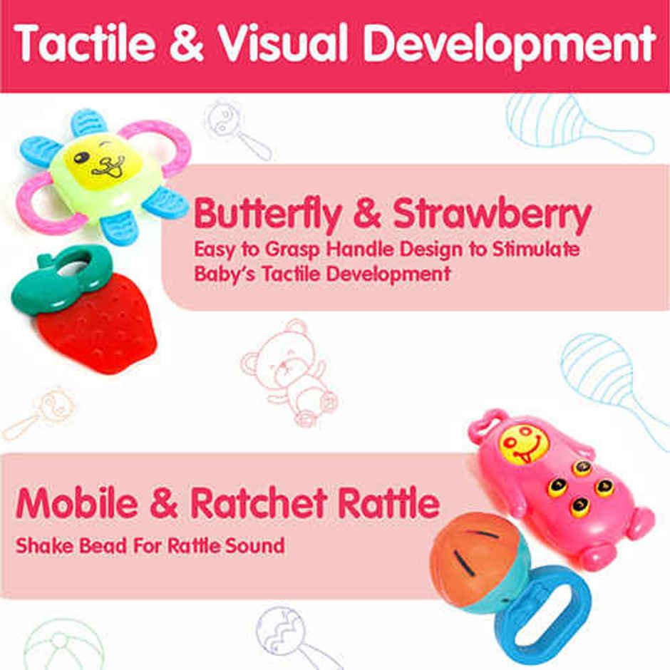 Aditi Toys Baby Kinder Rattle Set - 6 Colourful, BPA-Free Sensory Rattles for Babies 0-6 Months