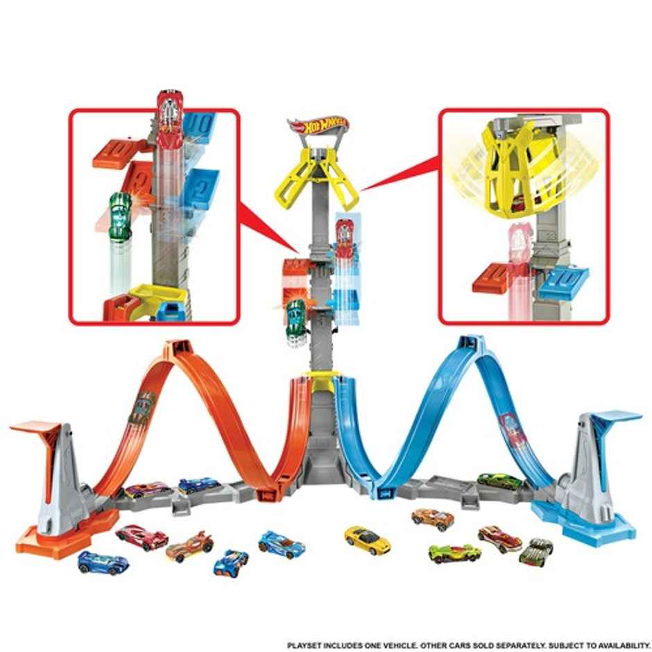 Hot Wheels Loop and Launch Track Set For Kids 5-10 Years Old |Adjustable 2-Foot-Tall Winner s Cage