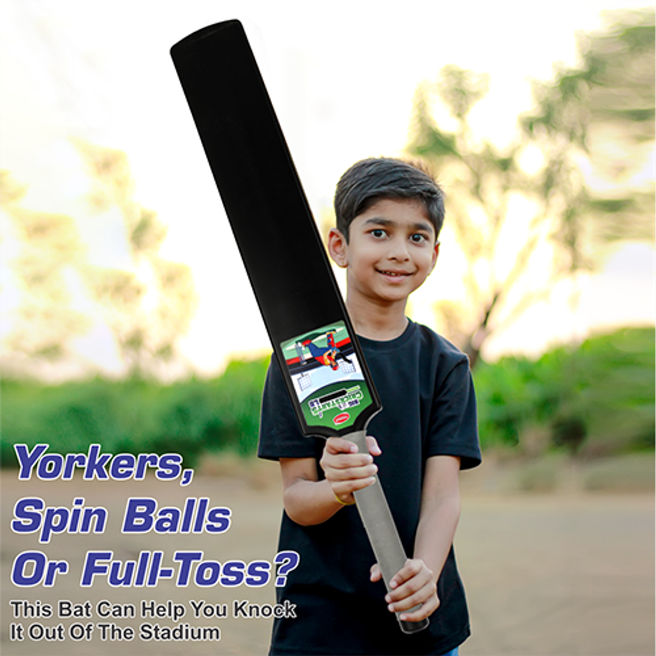 Aditi Toys Big Turf Cricket Bat for Kids & Adults 15+ - Indoor/Outdoor | Black - 34.5 in