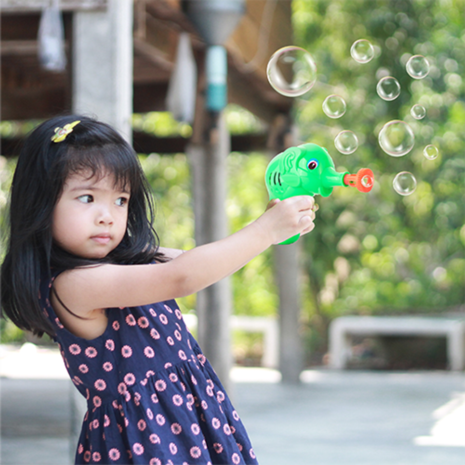 Aditi Toys Elephant Bubble Gun Toy for Kids with 100 ml Bubble Liquid Bottle, Toy Bubble Maker-Green