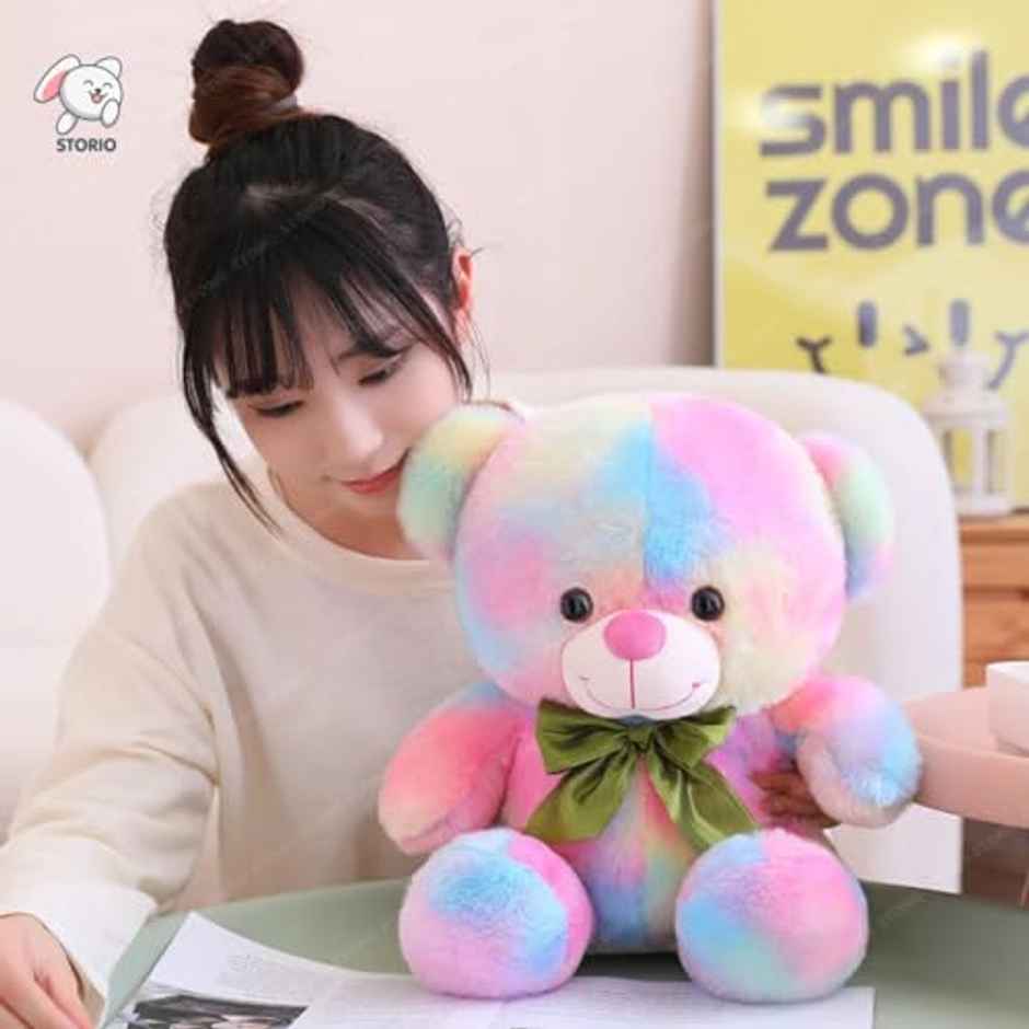 Storio Toy Cute Rainbow Colored Huggable Teddy Bear | 30 cm