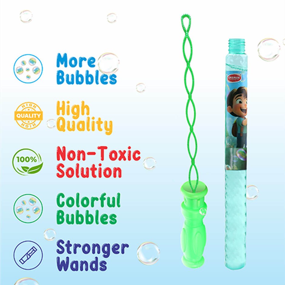 Aditi Toys Bubble Wands - Pack of 6 Colourful Bubble Sticks for Kids with Bubble Solution, Above 3Y+