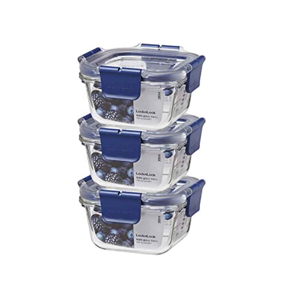 LocknLock LBG205 Airtight Glass Containers With Lid | Microwave Safe | Transparent - 300 ml