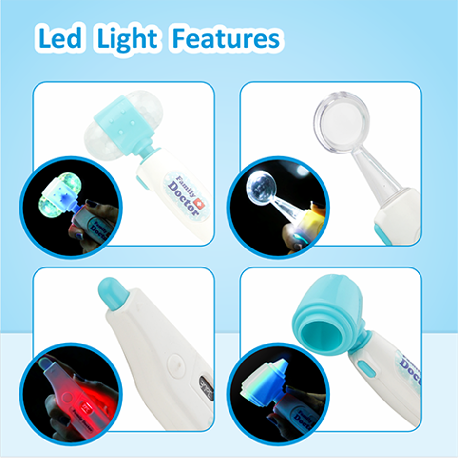 Aditi Toys Transparent Doctor Set Briefcase - 9-Piece LED Pretend Play Medical Kit for Kids 3+