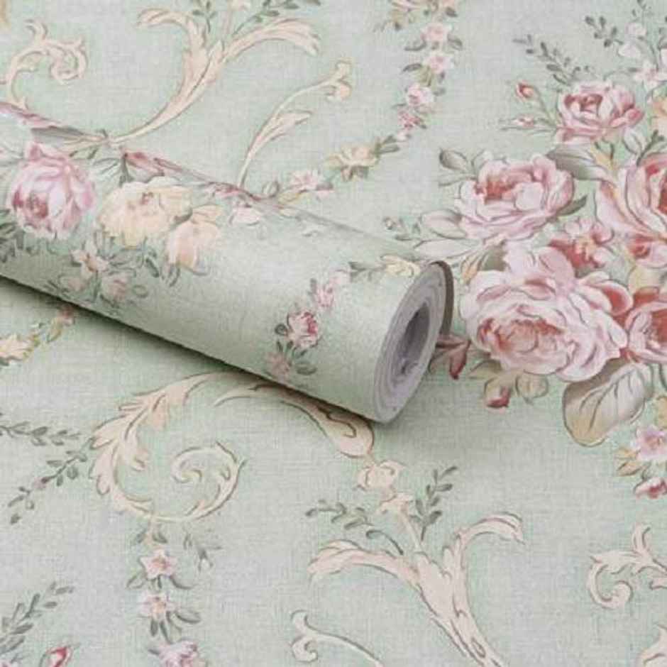 Wollzo Floral Bedroom Self Adhesive Wallpaper (Multicolour, 45 X 500 Cm)