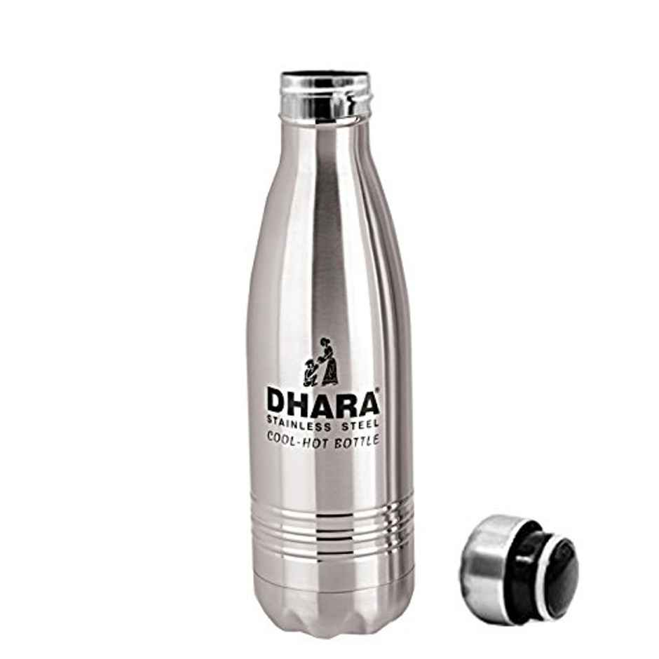 Kuber Industries Dhara Stainless Steel Water Bottle, 700 ml, Silver