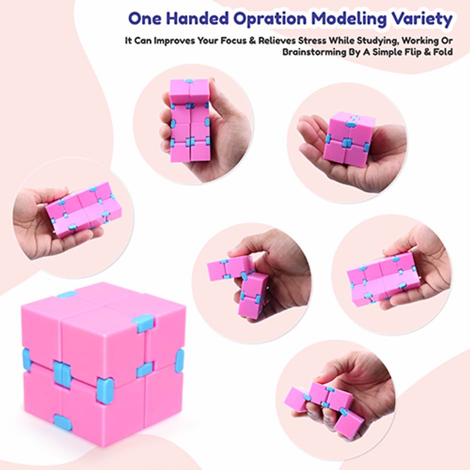 Aditi Toys Fidget Cube for Anxiety Relief-Durable & Safe, ABS Plastic Safe Material Age 3+ | Pink