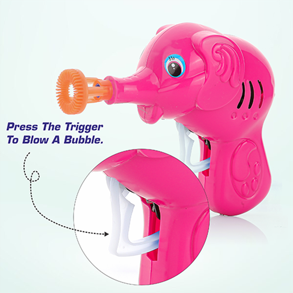 Aditi Toys Elephant Bubble Gun Toy for Kids with 100 ml Bubble Liquid Bottle, Toy Bubble Maker-Pink