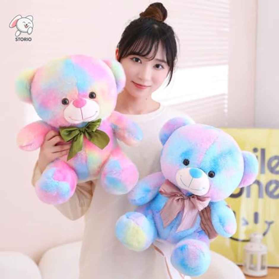 Storio Toy Cute Rainbow Colored Huggable Teddy Bear | 30 cm