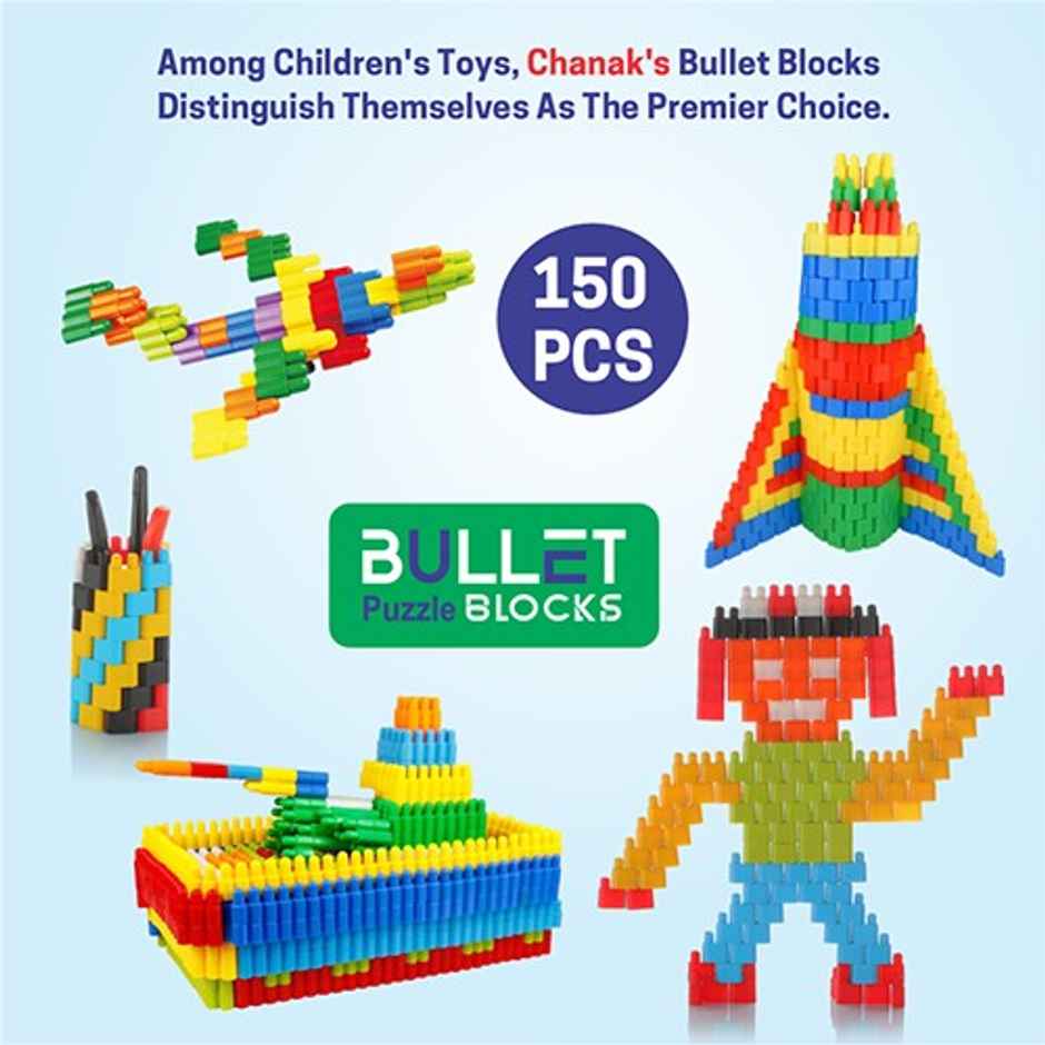 Aditi Toys Bullet Puzzle Blocks - 150 DIY Educational Building Blocks for Kids 3+, BIS Approved