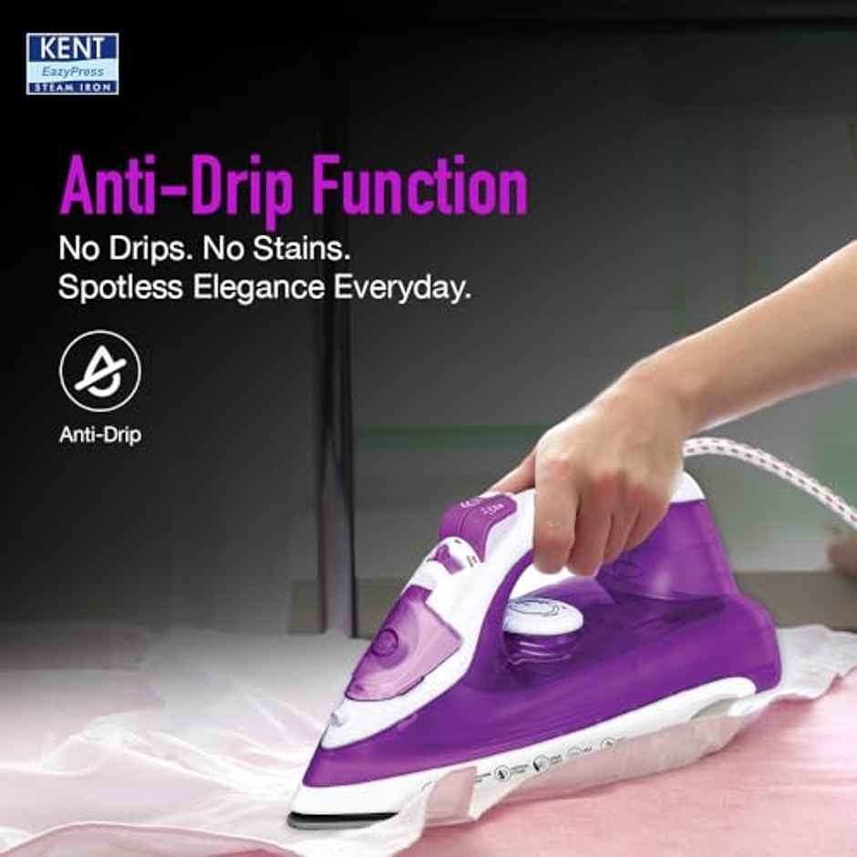 Kent Luxe Steam Iron | 2000W | Powerful Steam Output Upto 25 G/Min| Purple