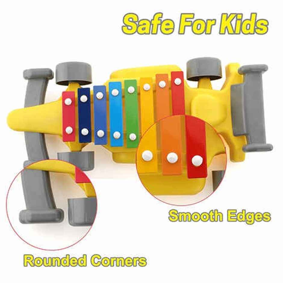 Aditi Toys Plastic Car Xylophone with 8 Metal Nodes, Xylophone Toy Car for Kids | 3 Yrs + | Yellow