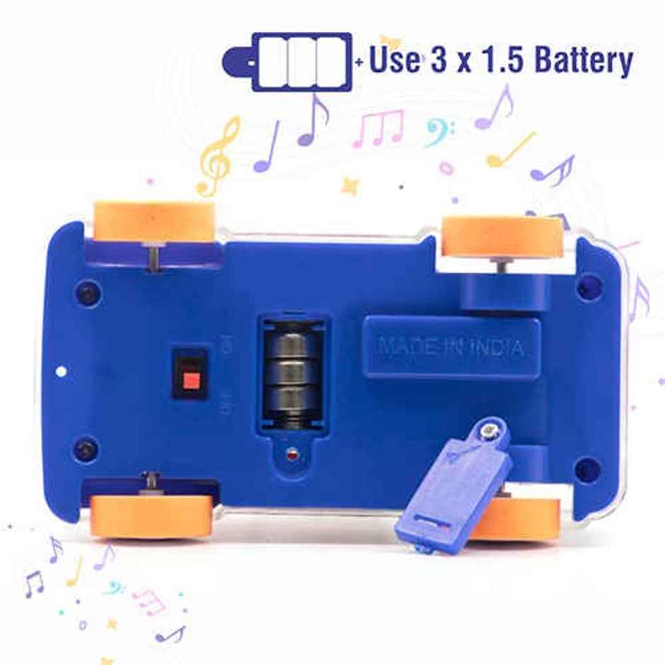 Aditi Toys Transparent Gear Mini School Bus with Tinkling Sound and Light for Kids 3 Years-Dark Blue