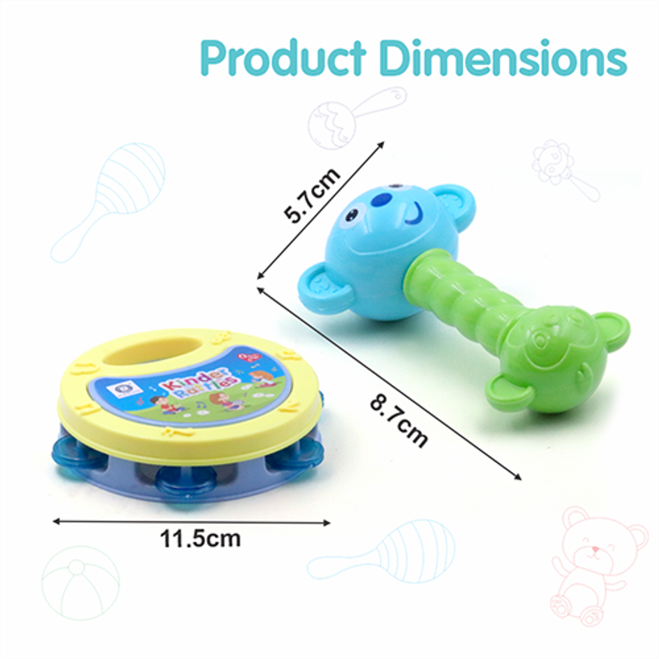 Aditi Toys 2-Piece Baby Rattle Set - Safe, Colourful, 100% BPA Free, Non-Toxic, Infant Grab, Age 0 -6M