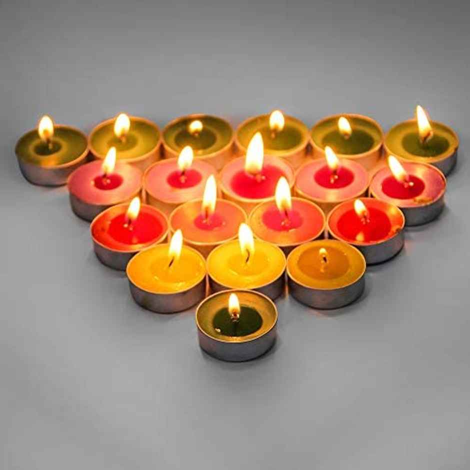 Smokeless Wax Tealight Candles | Set Of 30 | For Decorations | Multi Colour | Asian Aura