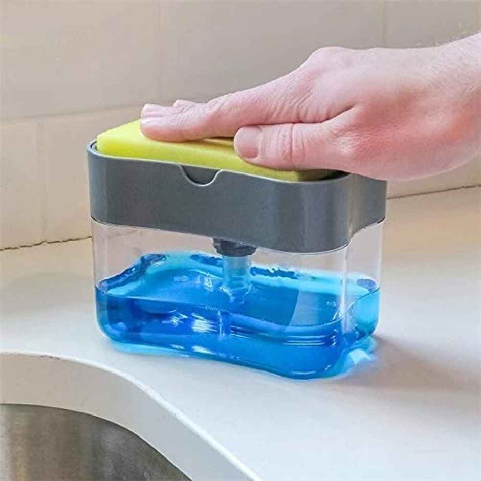 Daluci 2-In-1 Soap Dispenser For Dishwasher Liquid with Pump and Sponge | Multi Color