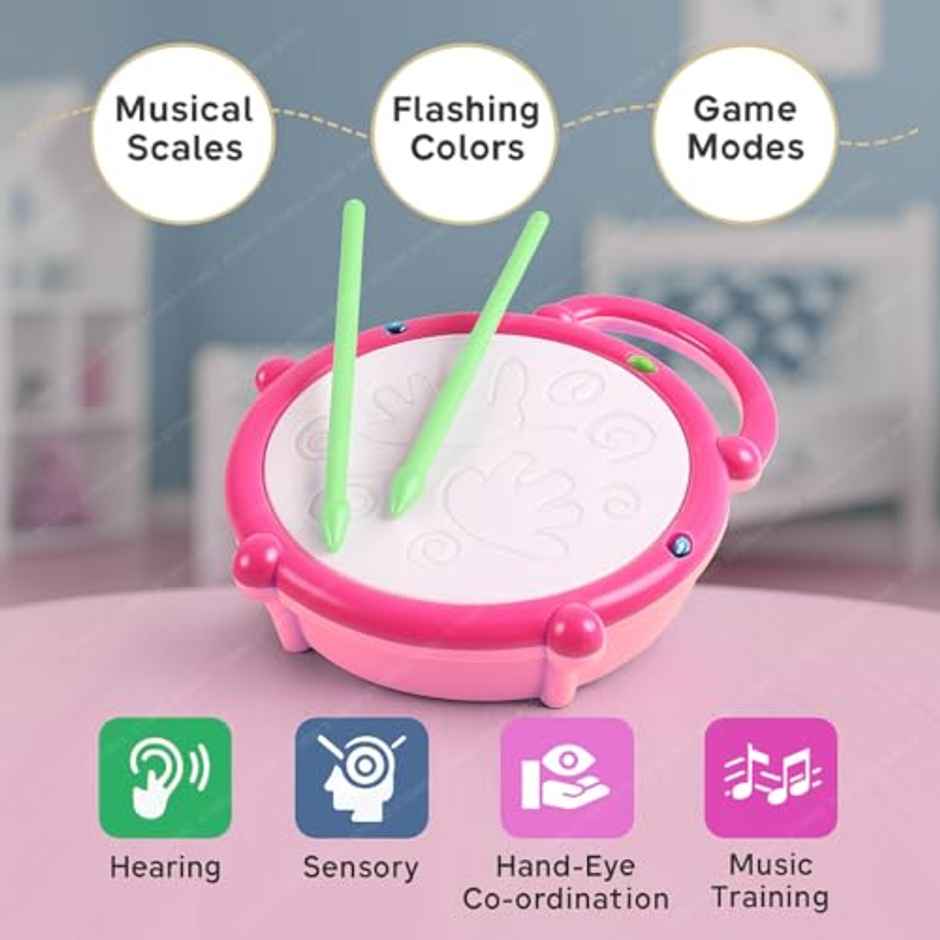 Storio Flash Drum Toy For Kids with 2 Mallets | Princess
