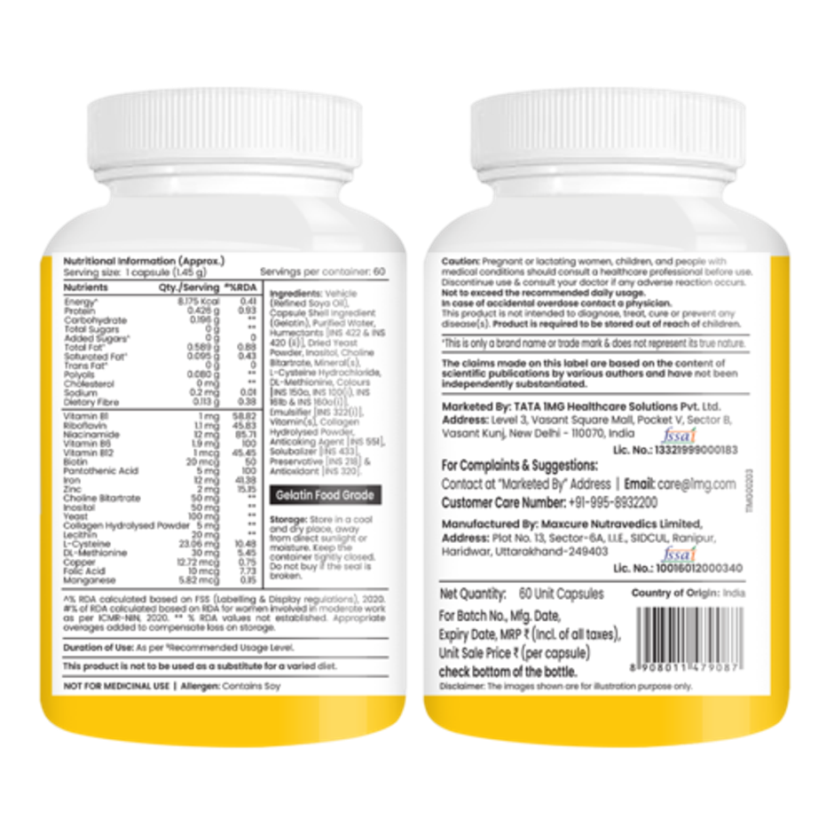 Tata 1mg Supreme Biotin Capsule With Collagen, Zinc Pack Of 60