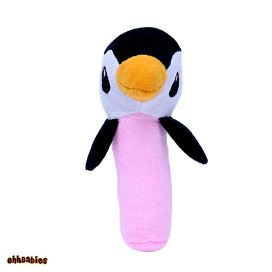 Ohhbabies Yellow Lion With Pink Penguin Baby Rattle Toy