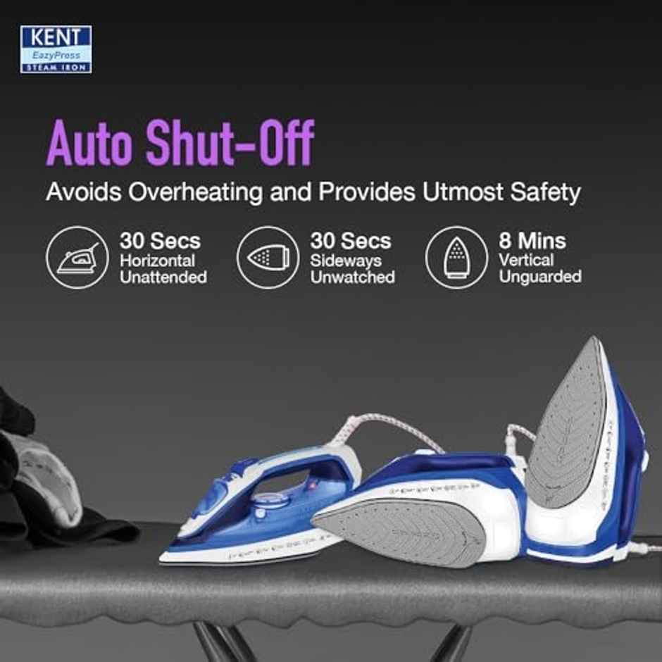 Kent Steam Iron | Luxe 2200W | Powerful Steam Output Upto 25 G/Min| Blue