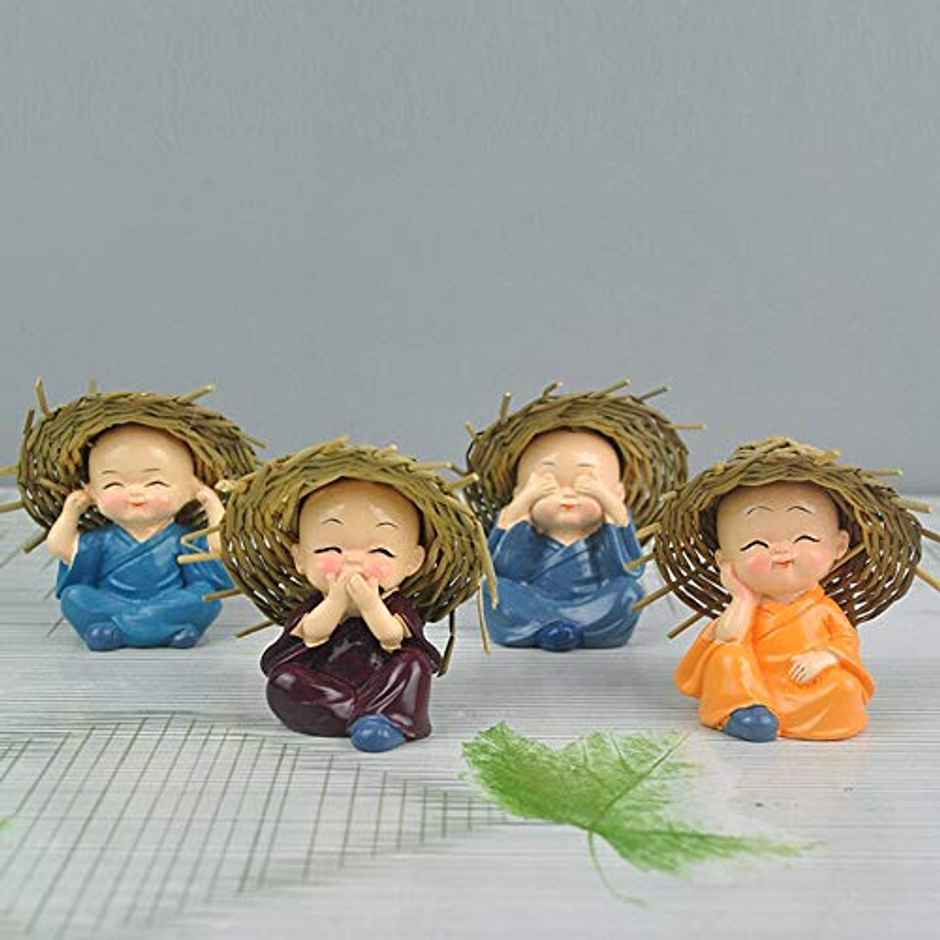 Tied Ribbons Miniature Buddha Monks | Pack Of 4
