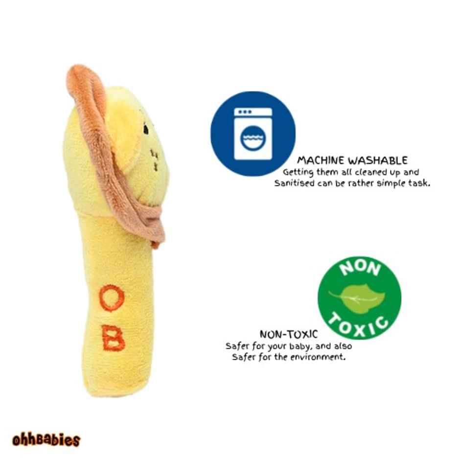 Ohhbabies Yellow Lion With Pink Penguin Baby Rattle Toy
