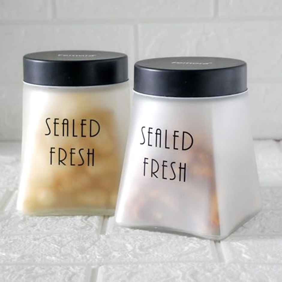 Femora Frost Kitchen Storage Jar | Squre Jars | Airtight Steel Lid | 800 ml | Pack Of 1