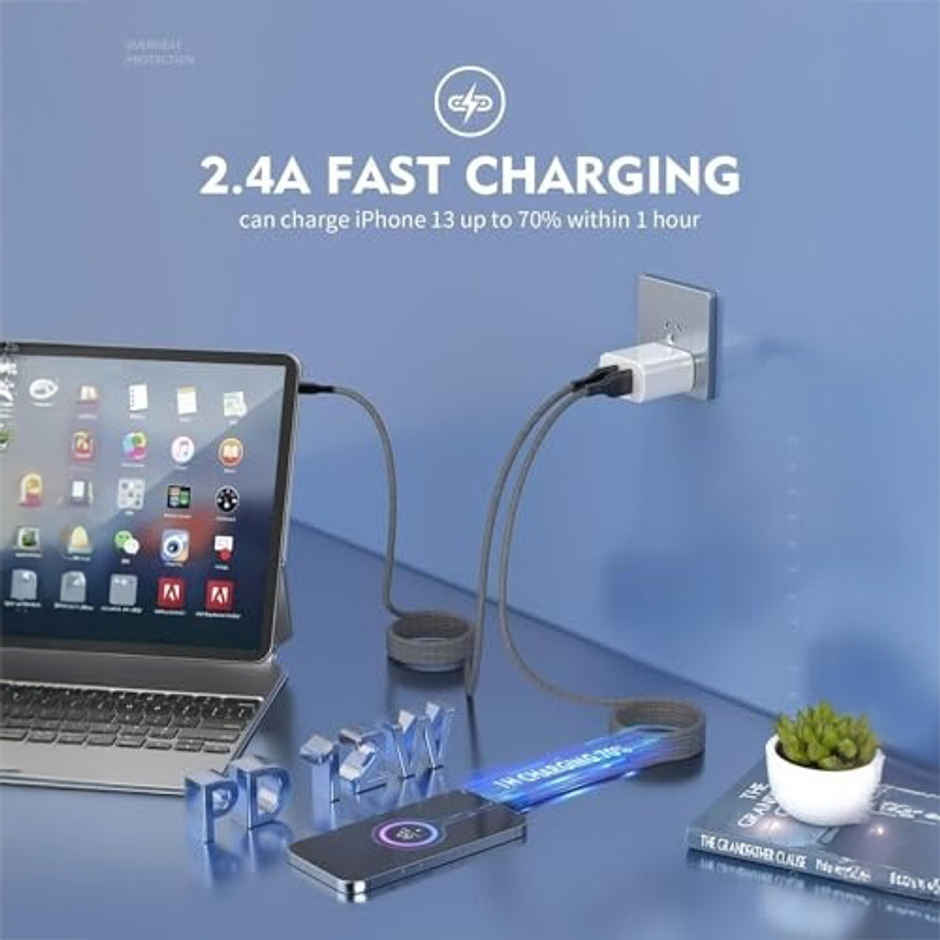 SOUNCE USB to Lightning Magnetic Coiled Cable | 65W / 3.1A PD Fast Charging Cord | 1 m - Black