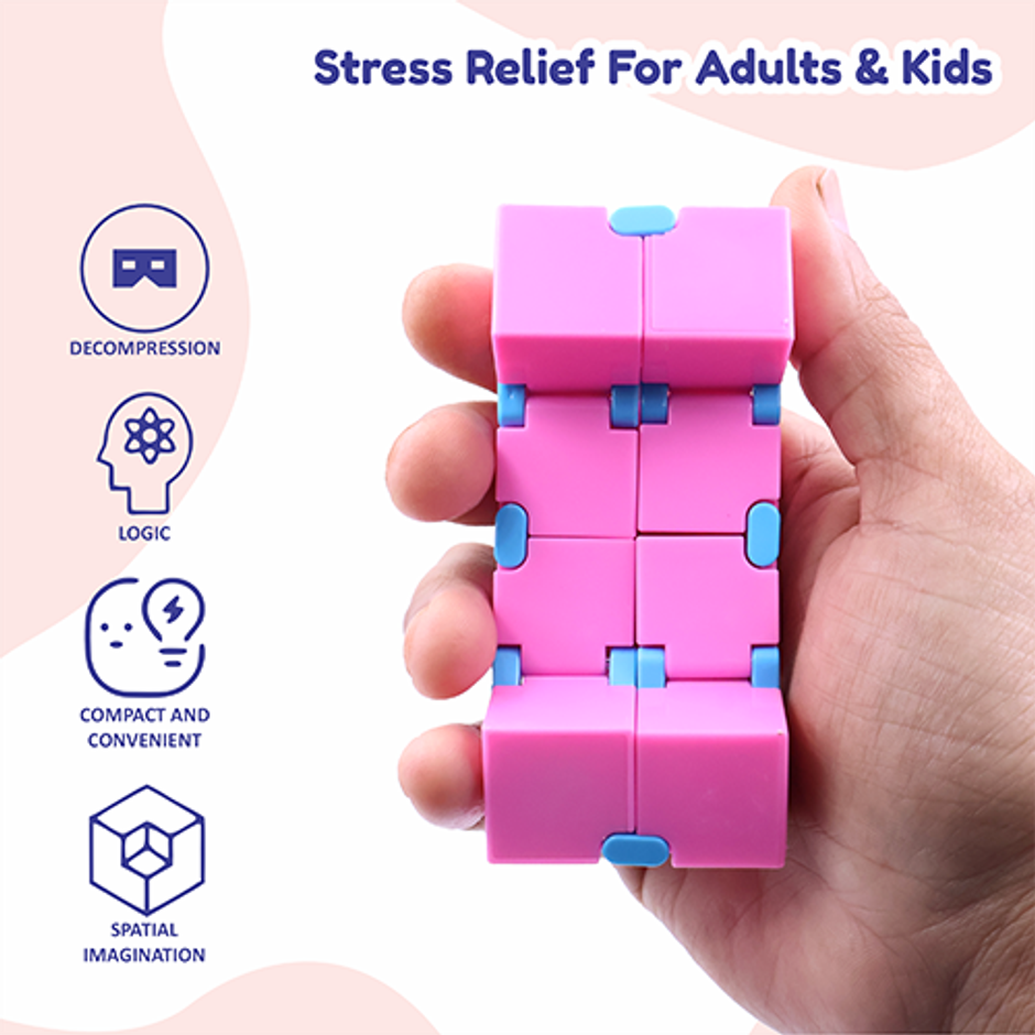 Aditi Toys Fidget Cube for Anxiety Relief-Durable & Safe, ABS Plastic Safe Material Age 3+ | Pink