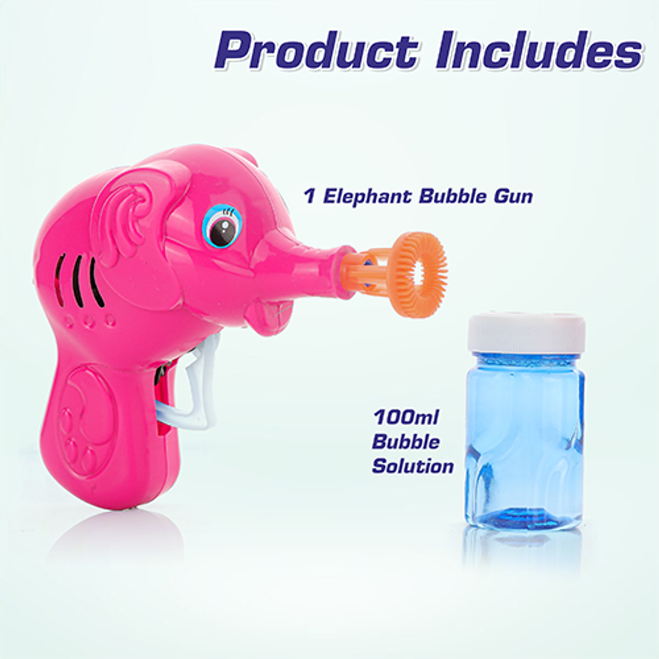 Aditi Toys Elephant Bubble Gun Toy for Kids with 100 ml Bubble Liquid Bottle, Toy Bubble Maker-Pink