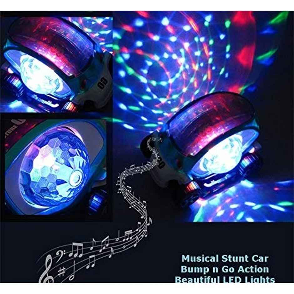 Fablue 360 Degree Rotating Stunt Car Toy For Kids With Lights - Musical Car For Kids - Orange