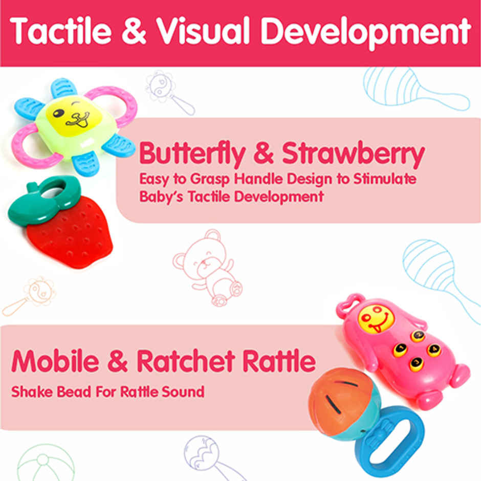 Aditi Toys Baby Kinder Rattle Set - 6 Colourful, BPA-Free Sensory Rattles for Babies 0-6 Months