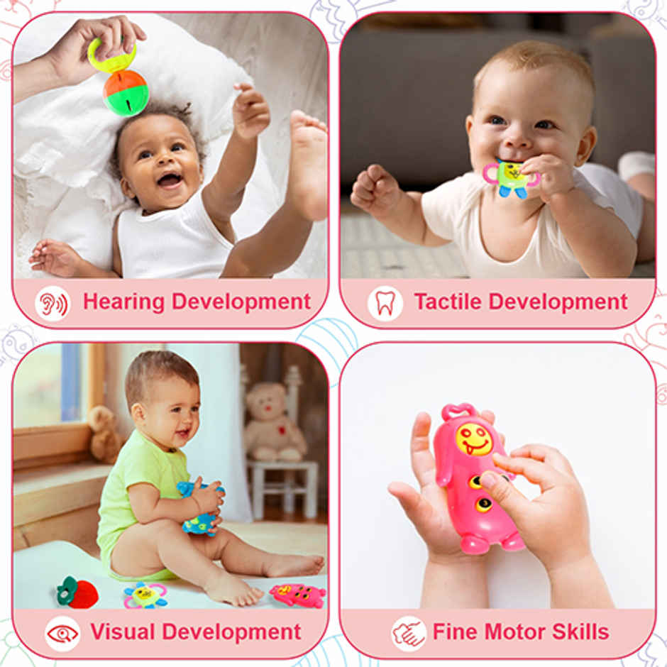Aditi Toys Baby Kinder Rattle Set - 6 Colourful, BPA-Free Sensory Rattles for Babies 0-6 Months