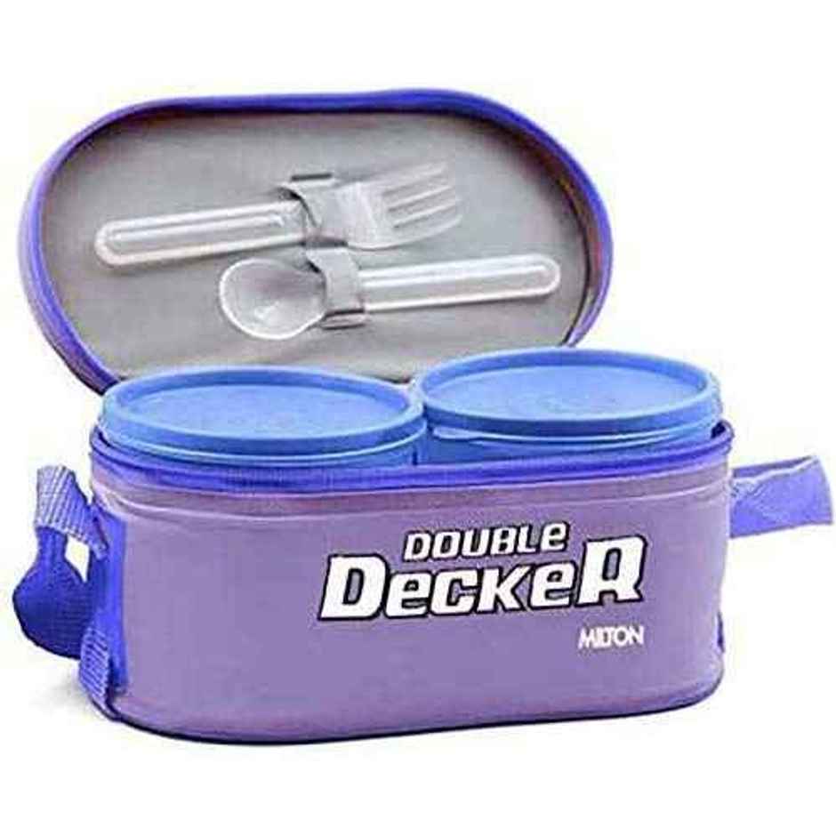 Milton Double Decker Lunch Box, Set Of 3, (450 ml, 280 ml, 280 ml), Purple