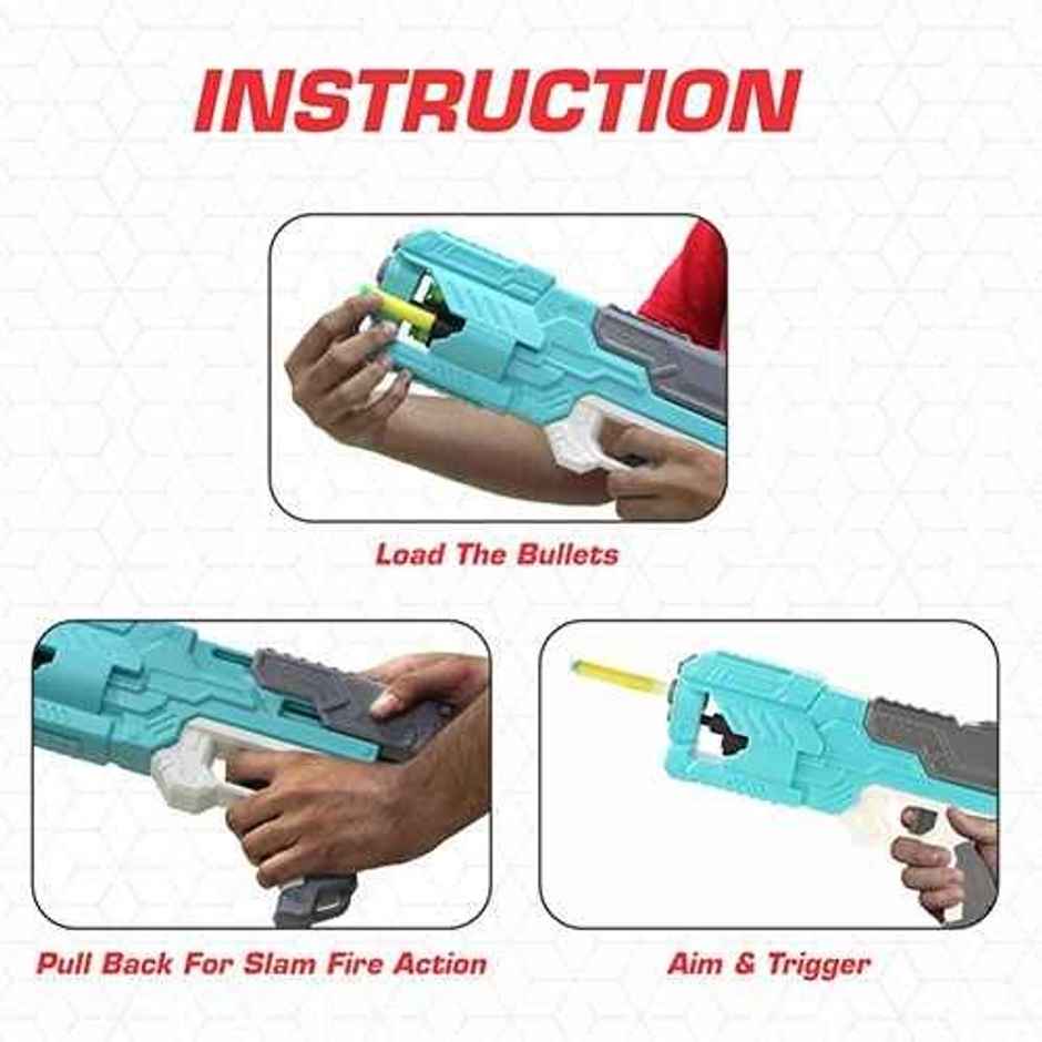 Aditi Toys Six Fire Dart Gun with 6|Dart Drum & 10 Soft Bullet | Arm Toy Gun | 6+ | LightBlue