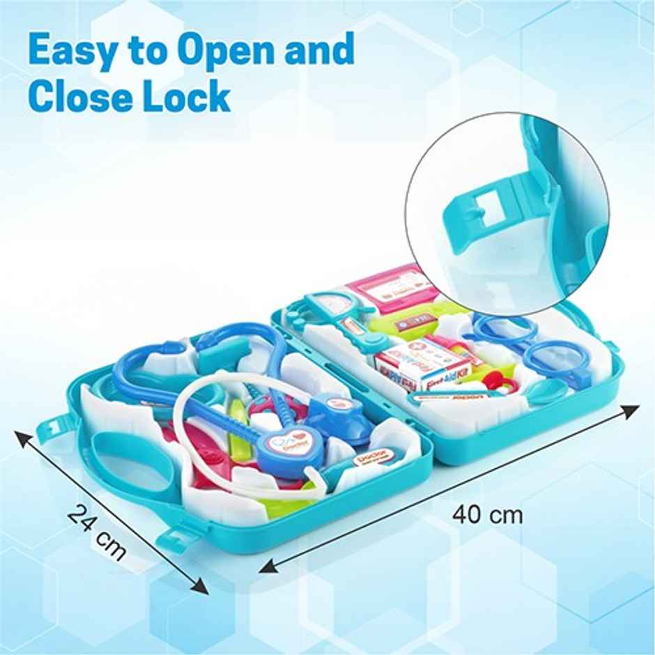Aditi Toys Doctor Playset - Pretend Play Kit with Foldable Suitcase | For Kids 3+ | Blue