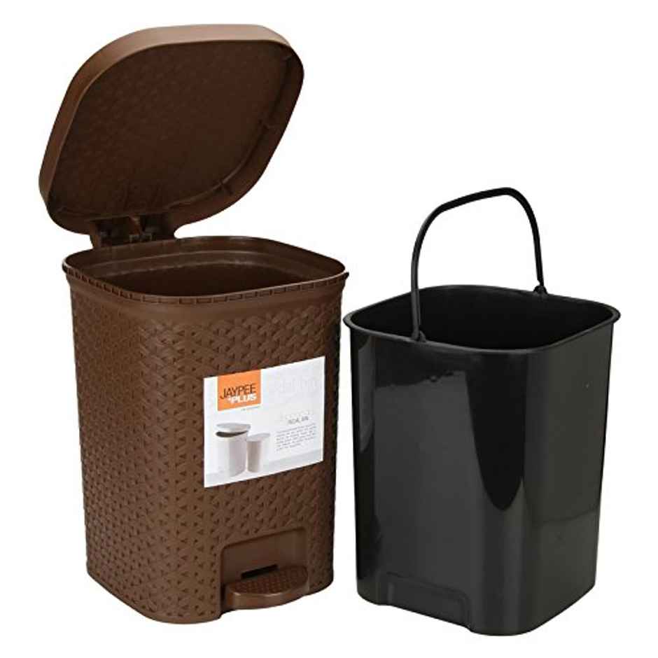 Jaypee Plus Dispose All Square Dustbin With Removable Plastic Bucket For Home, Kitchen 7 L, Brown