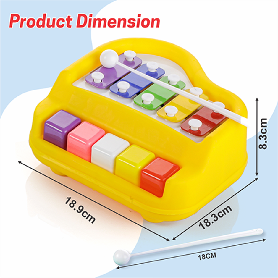 Aditi Toys Plastic Musical Piano Xylophone for Kids, Non-Toxic Suitable for Above 3 Years | Yellow